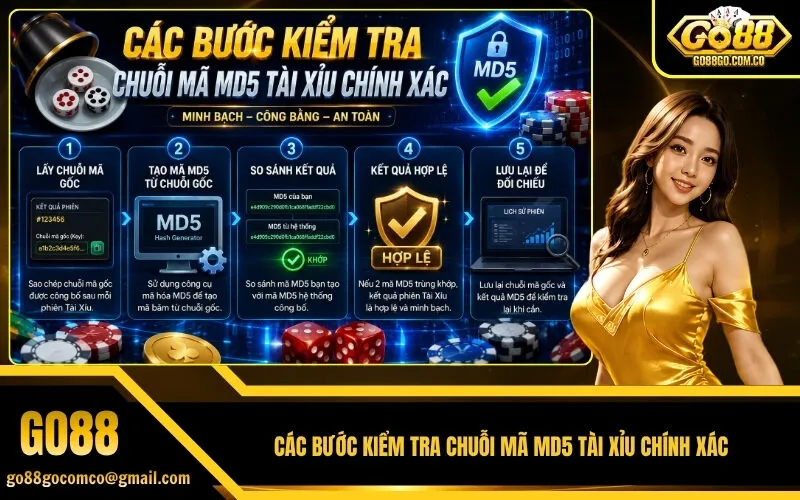 Các bước kiểm tra chuỗi mã MD5 tài xỉu chính xác