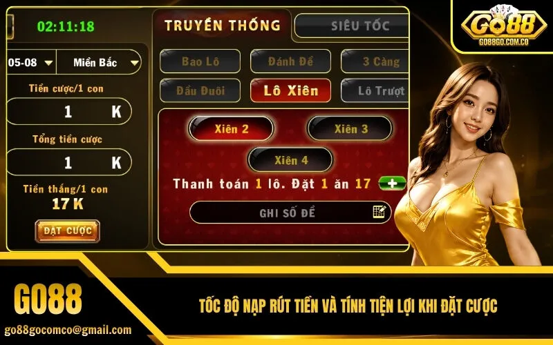 Tốc độ nạp rút tiền và tính tiện lợi khi đặt cược